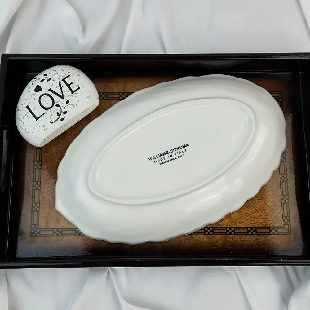 🔹️Williams Sonoma White Leaf Print Italian Serving Platter